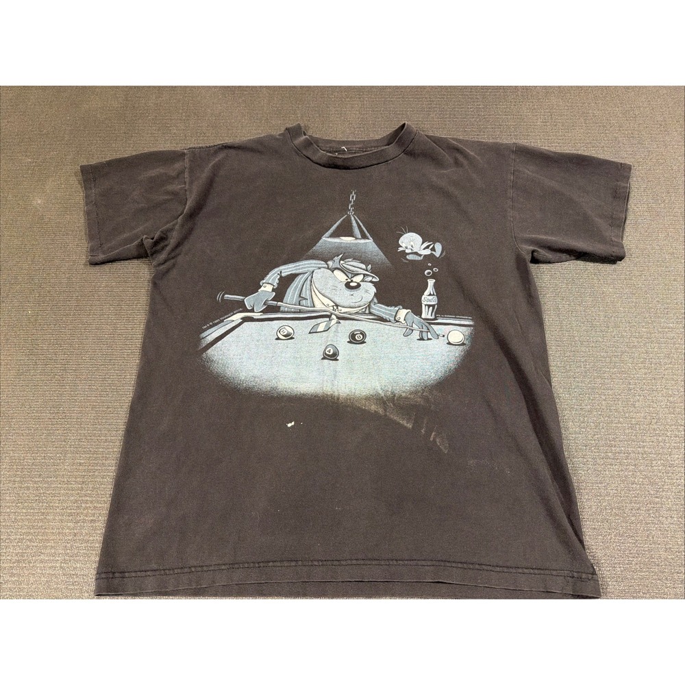 Vintage Looney Tunes Pool Billiards T Shirt Size Medium Taz 1995 Distressed